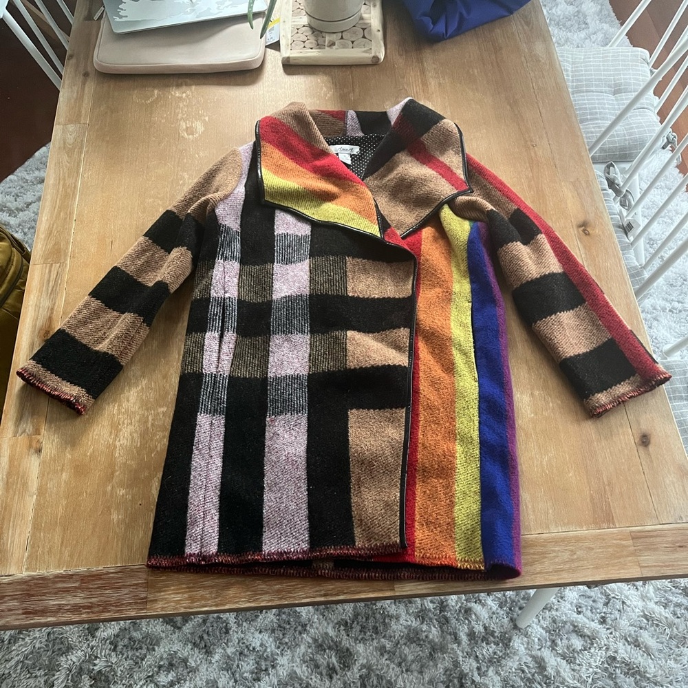 Anea A. Multicolored Rainbow Woolblend Coat Women’s Size Medium
